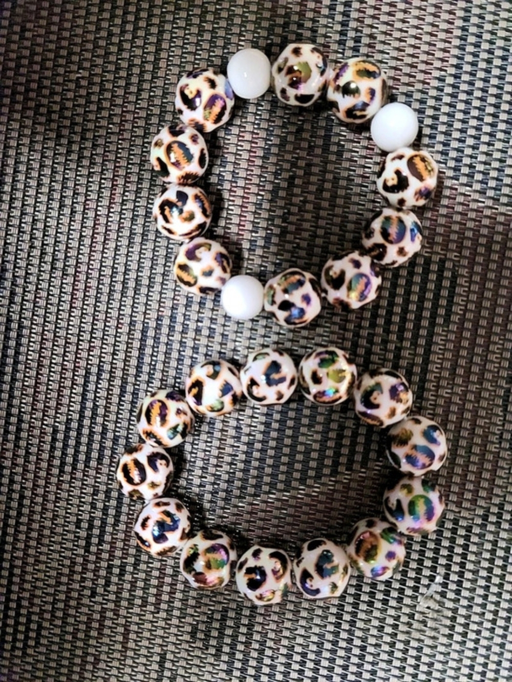Leopard Print Beaded Bracelet Set
